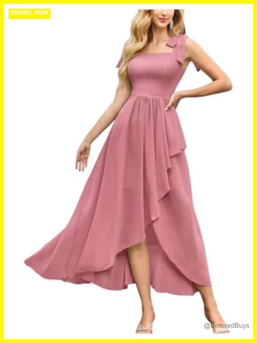 High Low Chiffon Maxi Dress Formal Prom Wedding Guest Gown
